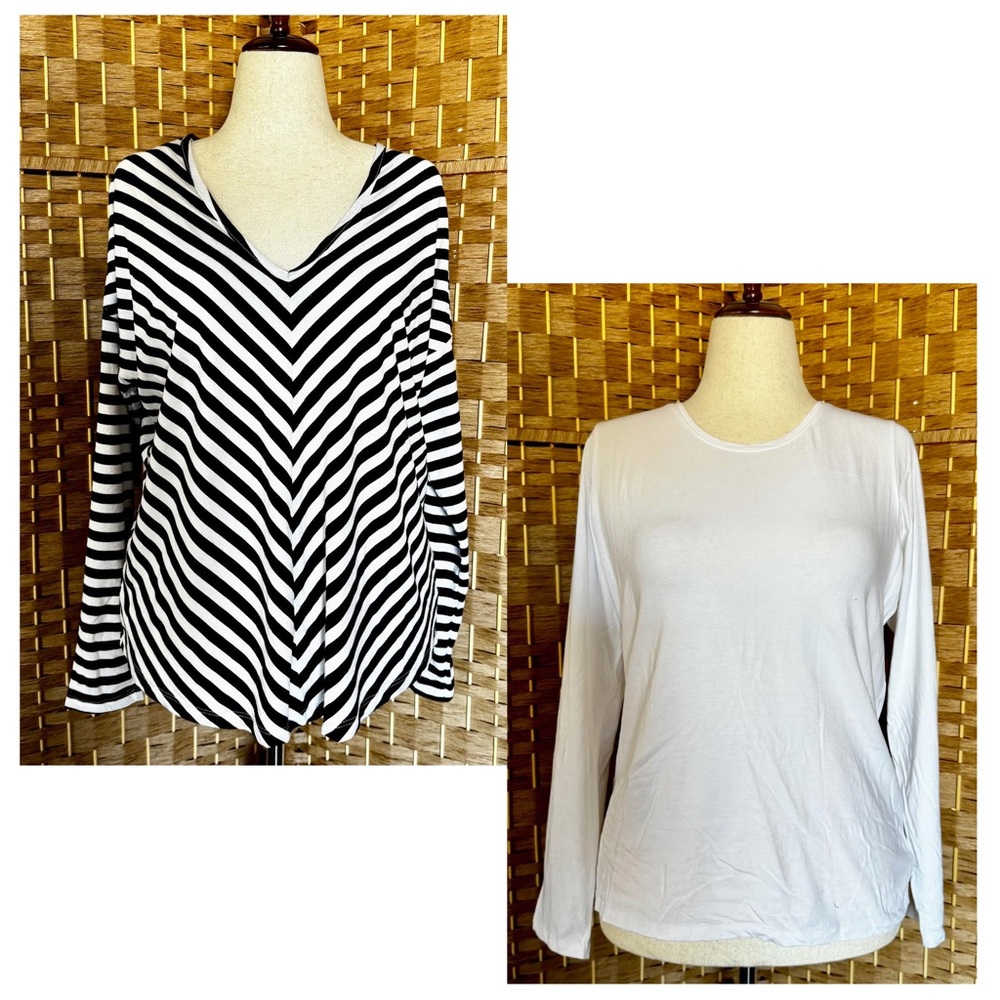 1 set of 2 long sleeve tee shirts, Cathy & Tahari XL